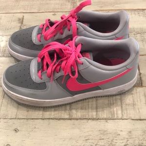 Nike AIR FORCE 1 Grey Pink Swoosh 7Y